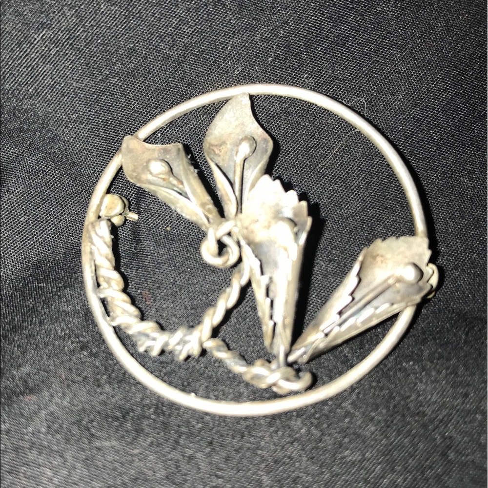 Vintage Late 40s/Early 50s Wrought Sterling Brooch